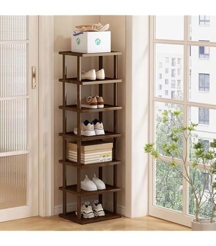 Amazon｜HOMEFORT 7段木製シューズラック 玄関シューズタワー 縦型